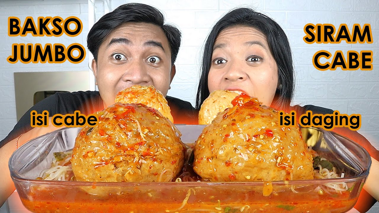 MUKBANG BAKSO BERANAK JUMBO LEBIH DARI JUMBO SIRAM CABE PEDES M4MPUS