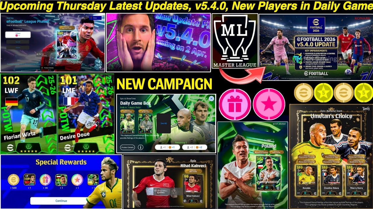 v5.4.0: Upcoming Thursday Latest Updates, Master League, New Players in Daily Game, New Big Campaign