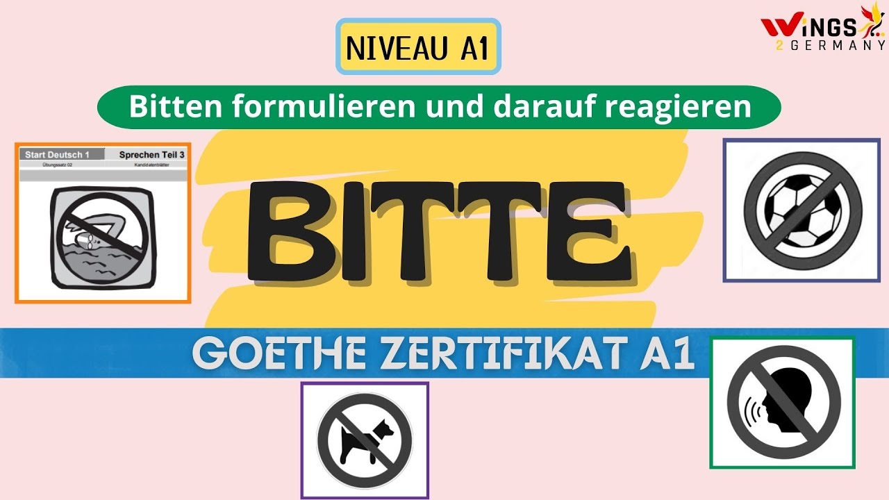 BITTE | Verboten | Goethe A1 Sprechen Teil 3 | Fußball spielen, Schwimmen, Sprechen, Hunde