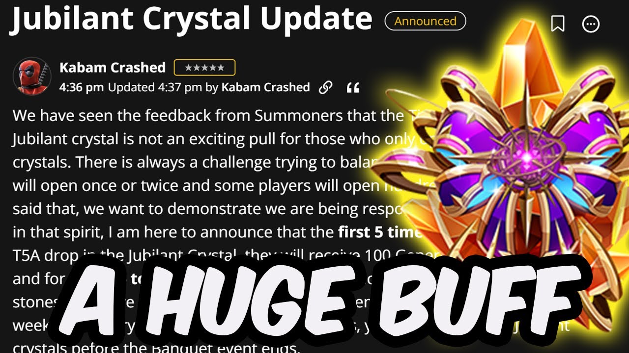 A KABAM W?!?! HUGE BUFF TO JUBLIANT CRYSTALS TIER 5 ALPHA WORST DROP - Marvel Contest of Champions
