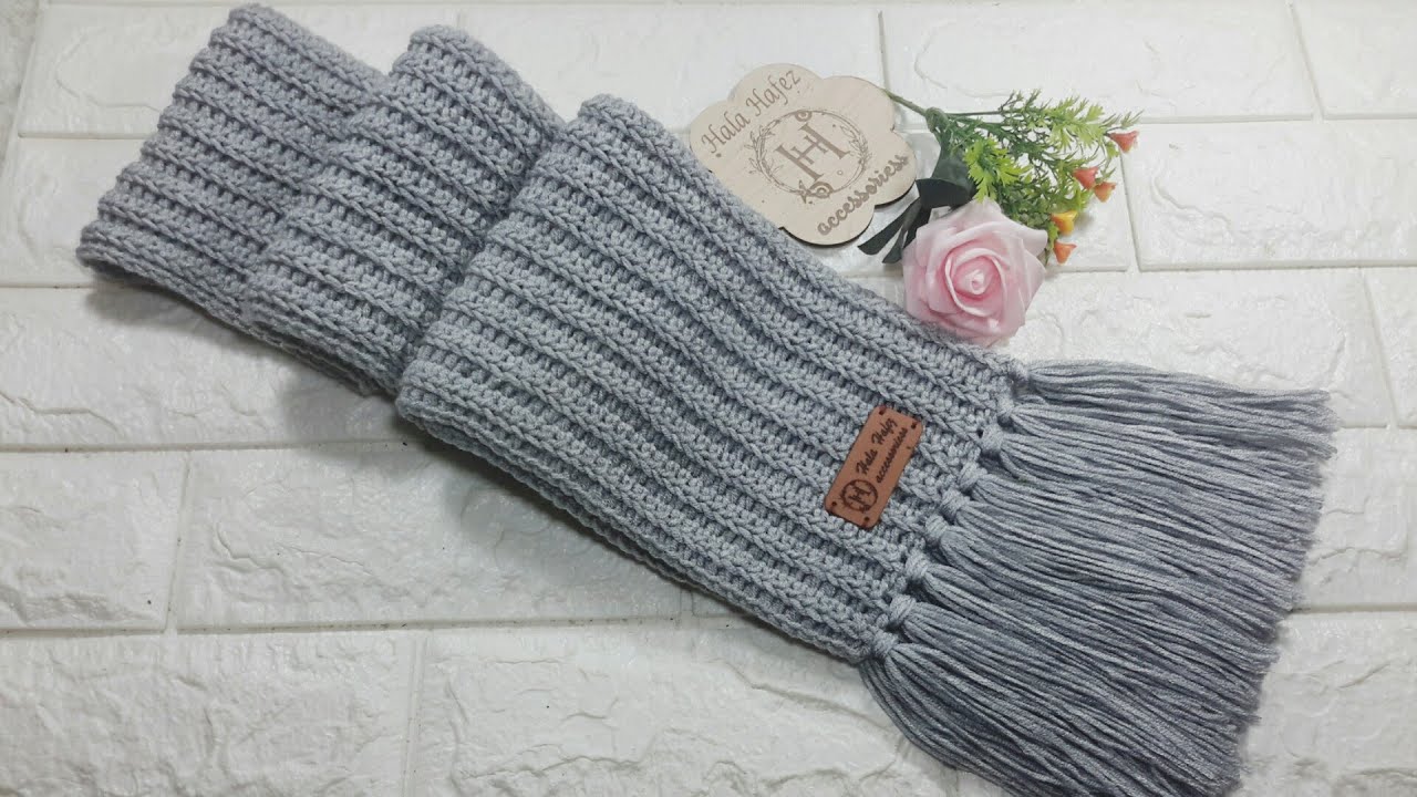 كوفيه كروشيه رجالي بطعم التريكو سهله جدا للمبتدئين crochet scarf