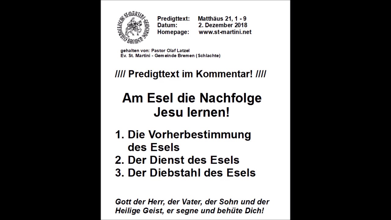 02.12.2018 - Am Esel die Nachfolge Jesu lernen!