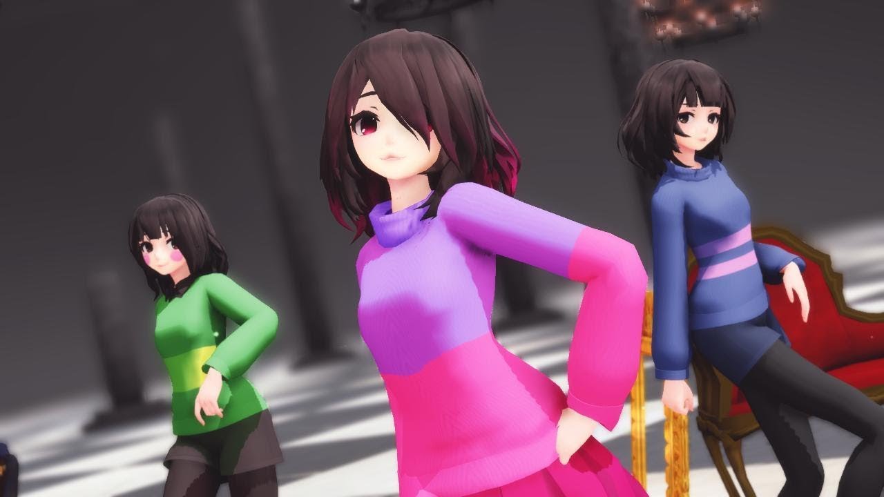 【MMD ll Glitchtale】Delusion Disease Girl [ Frisk ♥ Betty ♥ Chara ]