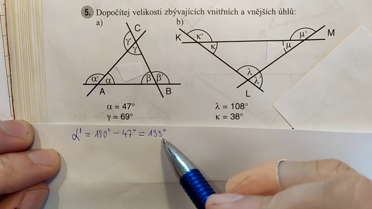 M6 - Úhly v trojúhelníku - procvičování