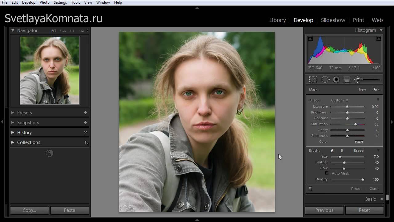 038 Обработка женского портрета в Lightroom