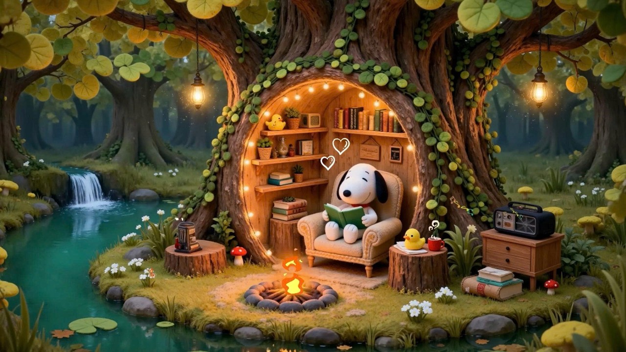 Snoopy’s Peaceful Forest Library 🔥📚 Relaxing Lofi Hip Hop for Study & Focus