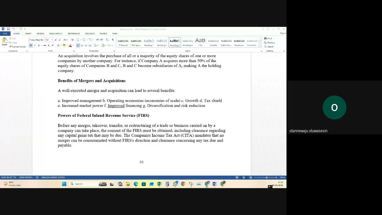 ATAX - MERGER AND ACQUISITION, TAX AUDIT AND INVESTIGATION