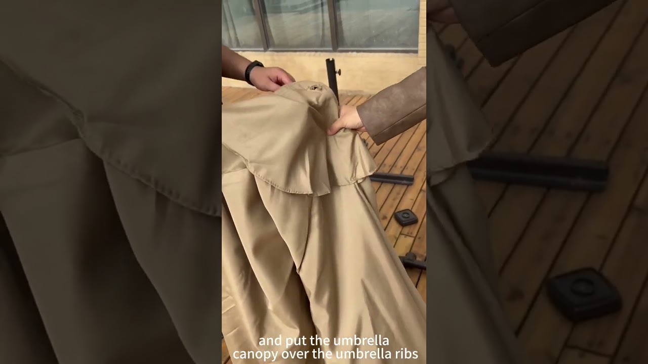 How to change the cantilever patio umbrella with lights canopy?