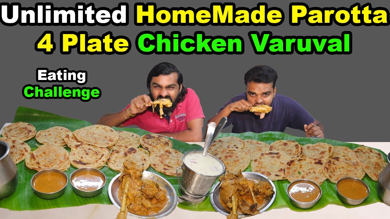 22 Parotta & 4 Plate Country Chicken Varuval Eating Challenge | Brother's Challenge | #foodie