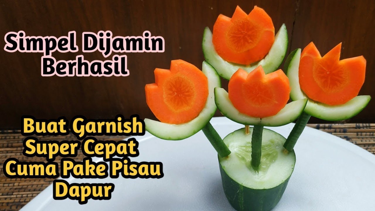 HIASAN TUMPENG BUNGA MAWAR DARI WORTEL YANG SUPER CEPAT BUATNYA// ROSE CARROT GARNISH