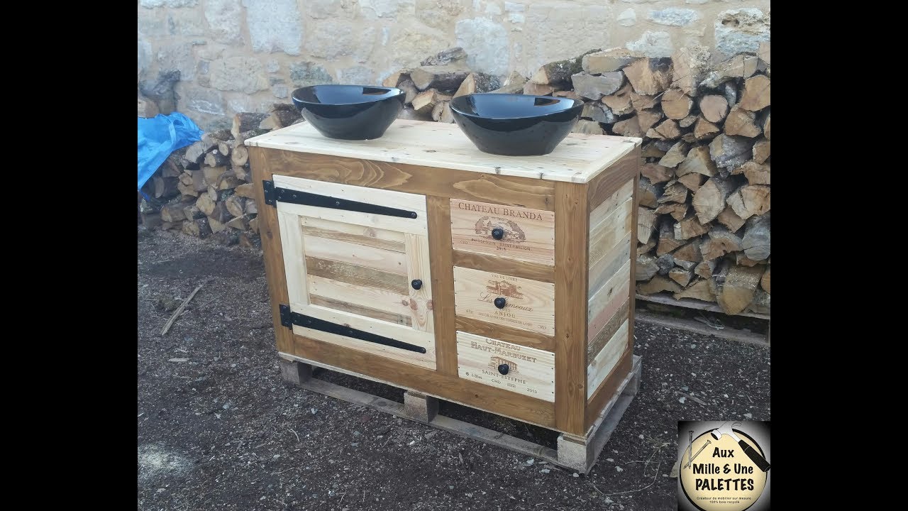 Meuble sous vasque en bois de palette