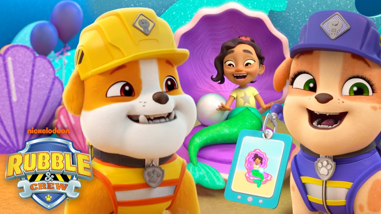 Rubble Builds a Mermaid Tail for a Birthday Party! w/ Mix, Wheeler & Charger | Rubble & Crew