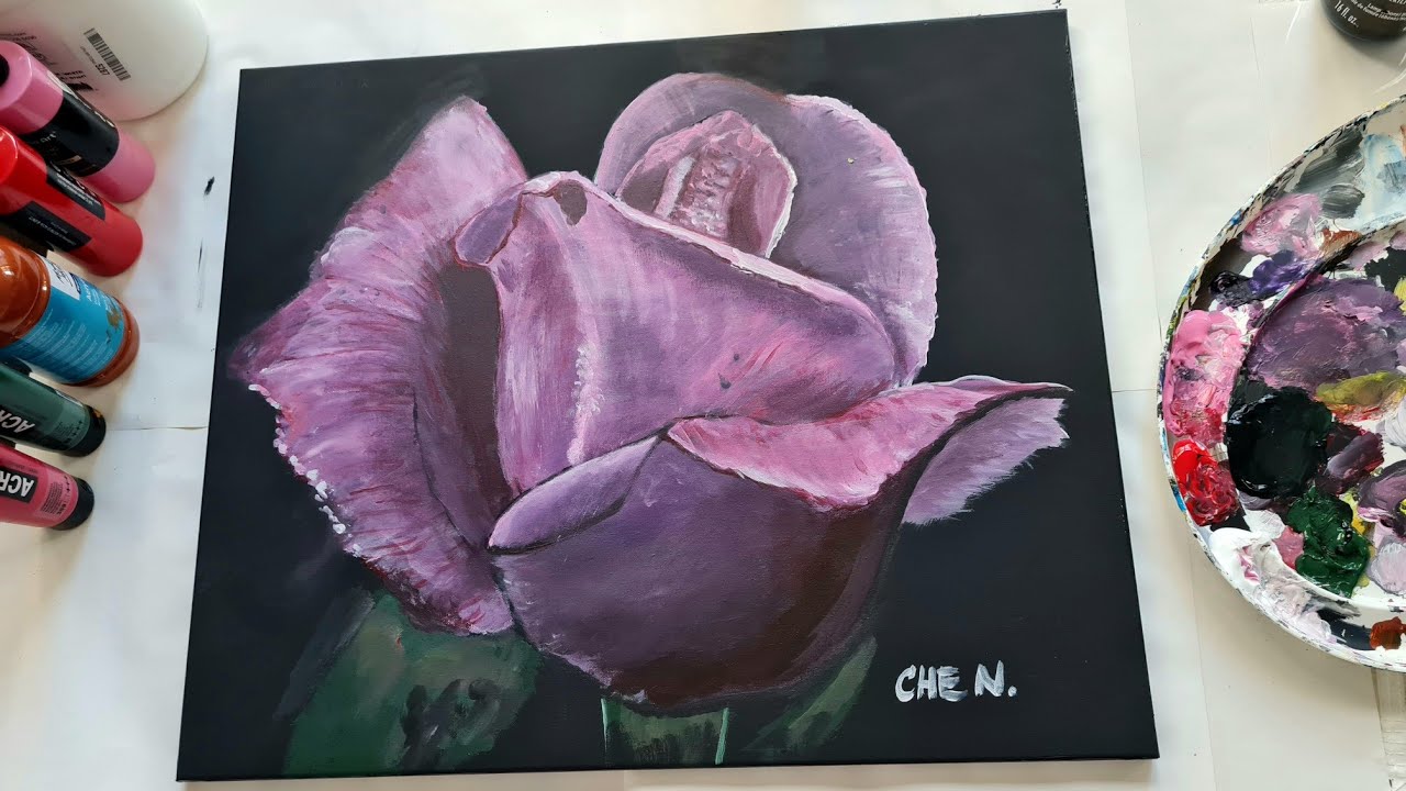 NEW! Rose Painting Tutorial Using Acrylics/ By Cheryl Navarro 