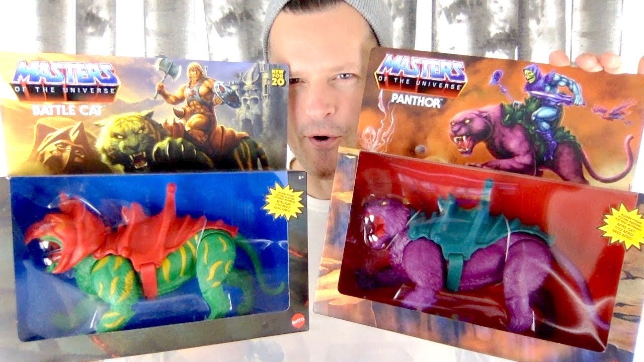 MASTERS OF THE UNIVERSE ORIGINS PANTHOR vs  BATTLE CAT MATTEL MOTU UNBOXING REVIEW