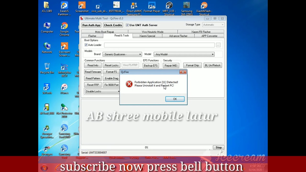 Forbidden application (11) detected UMT error fix repair 100%