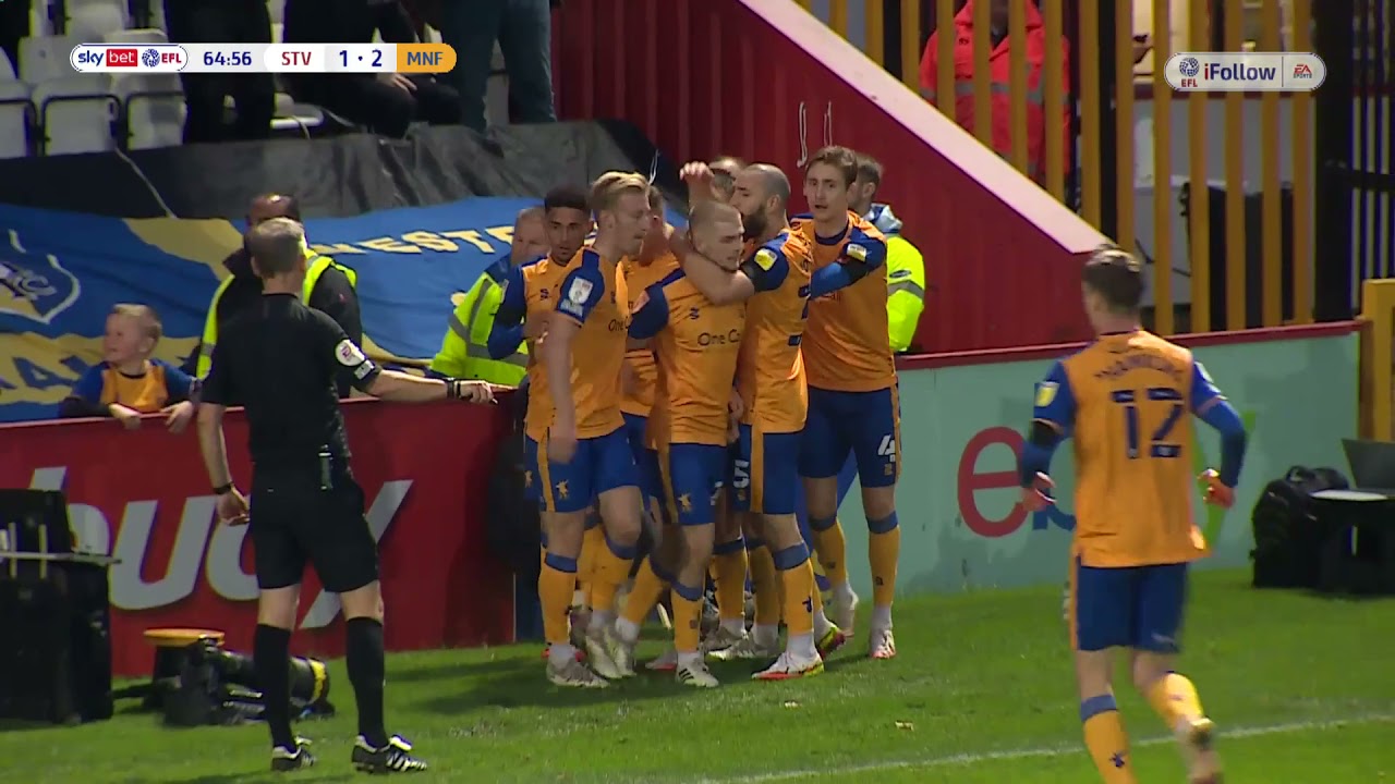 Ryan Stirk scores the second goal at Stevenage