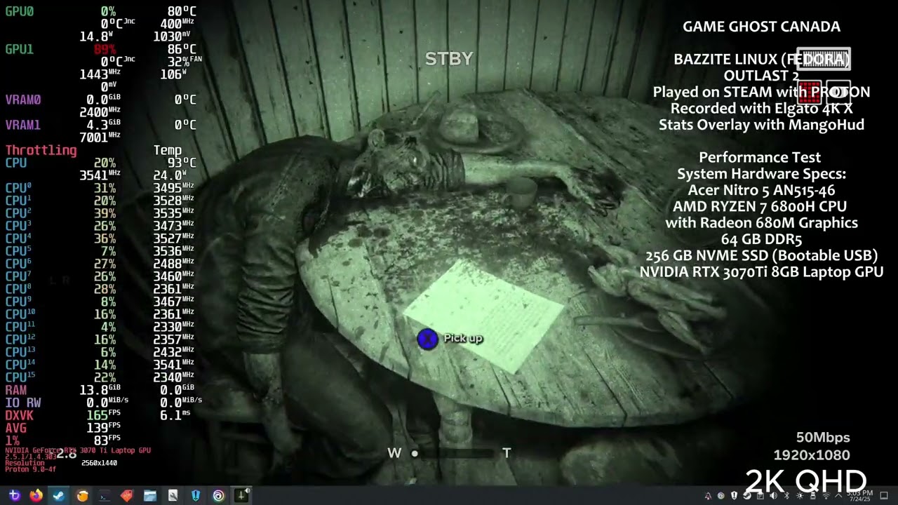 Bazzite Linux Outlast 2 (2017) QHD 2K TEST