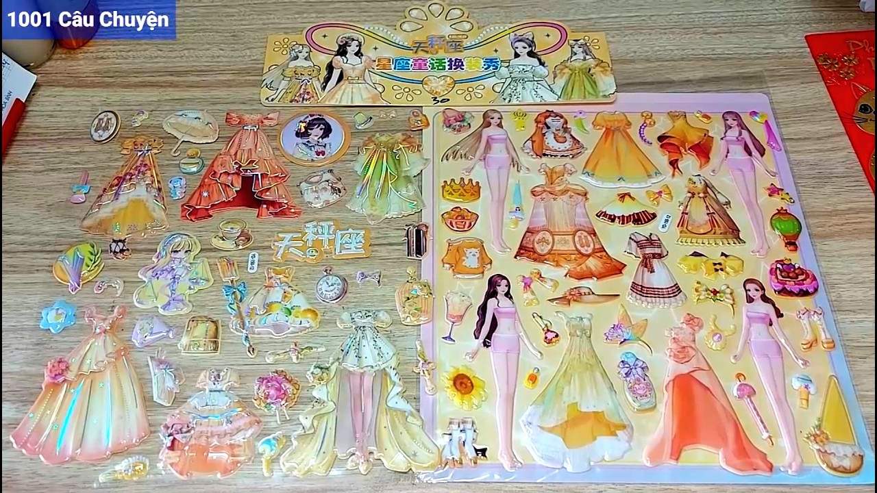 Thiết kế Sticker vàng:Công chúa mùa thu-Công chúa Vàng-Công chúa Thiên Bình & Cô gái nghèo tham lam