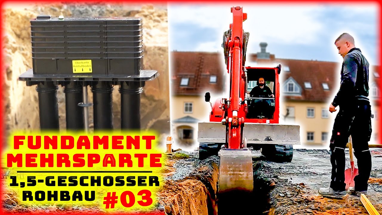 HAUS FUNDAMENT mit MEHRSPARTE & KG-LEITUNGEN bauen! | 1,5-GESCHOSS HAUS #03 | Home Build Solution