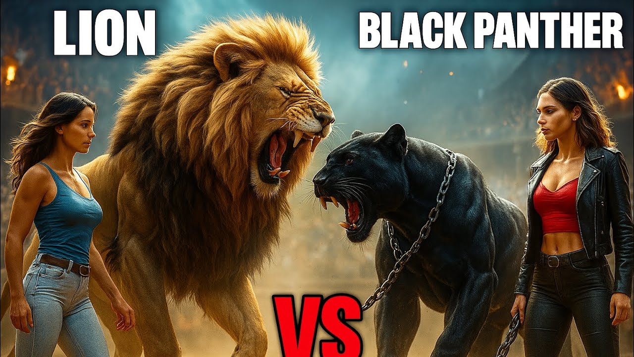 Massive Muscular lion vs Black panther | Epic Animal Fight in Ancient Arena