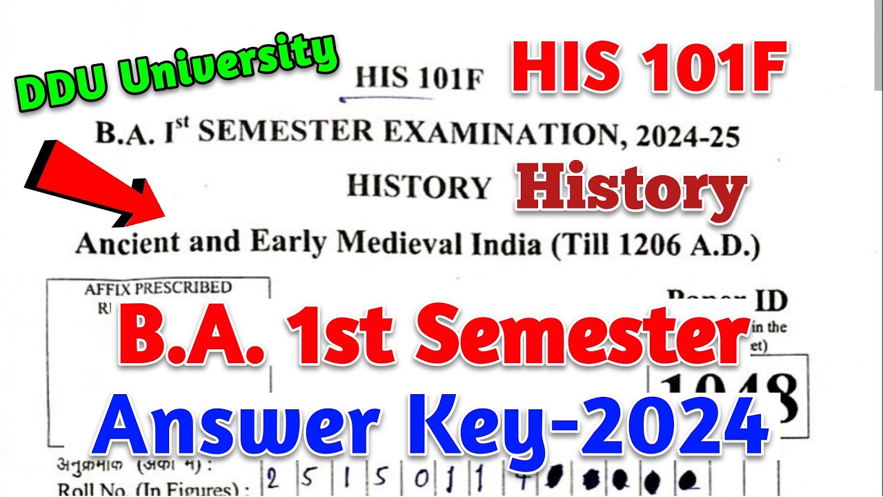 ba 1st semester history his 101f answer key-2024 ddu | his 101f answer key ddu