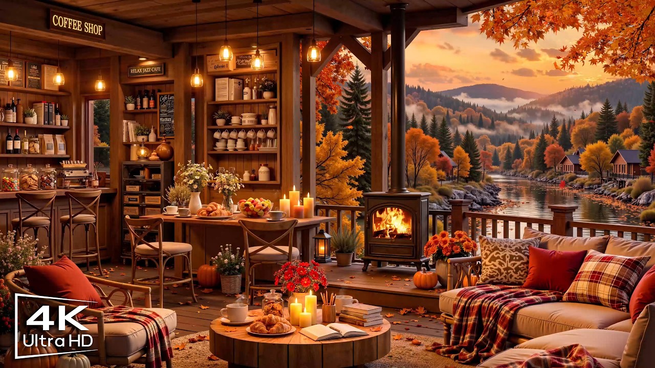 Stress Relief with Smooth Fall Jazz 🍂 Cozy Coffee Shop Ambience & Relaxing Jazz Instrumental Music