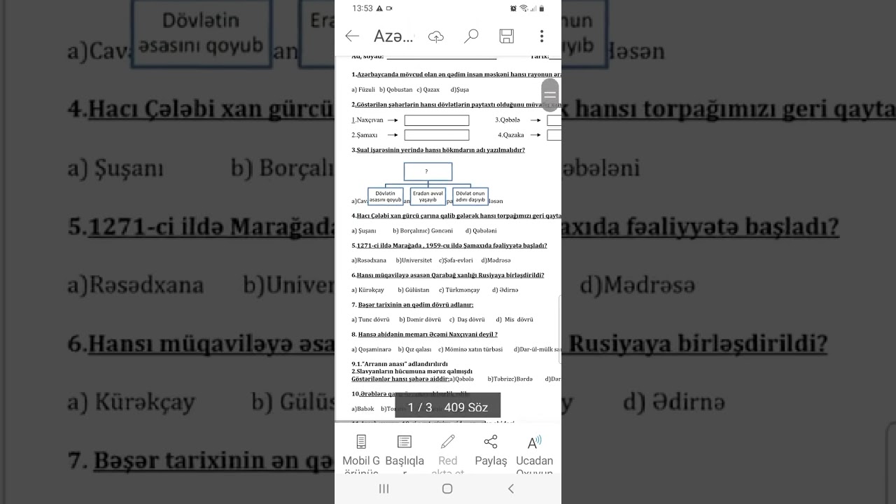 Azərbaycan tarixi 5 ci sinif bsq 1