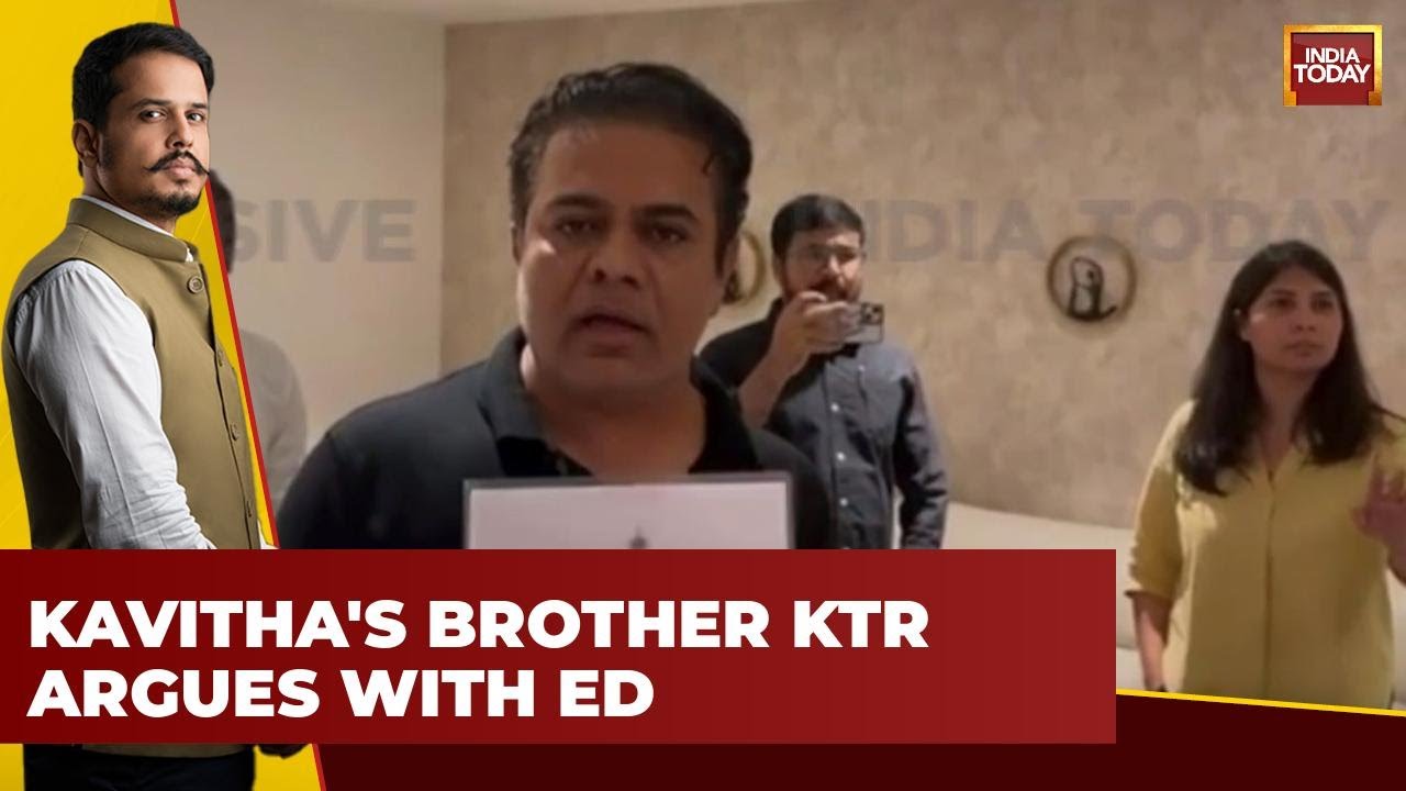 Kavitha's Brother KTR Clashes with ED Officials | BRS Calls Kavitha's Arrest A Conspiracy