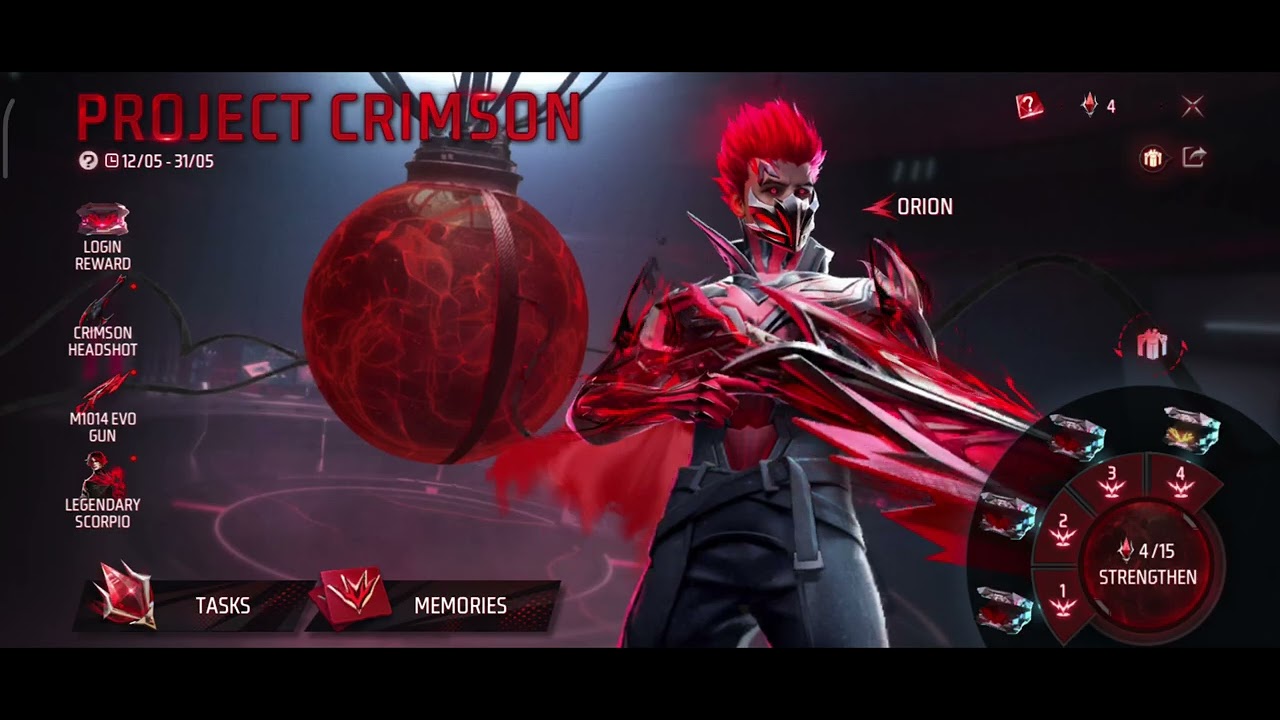 Claiming free Orion Character || Project crimson ob 39 || Upgrading evo gun in free fire || #gaming