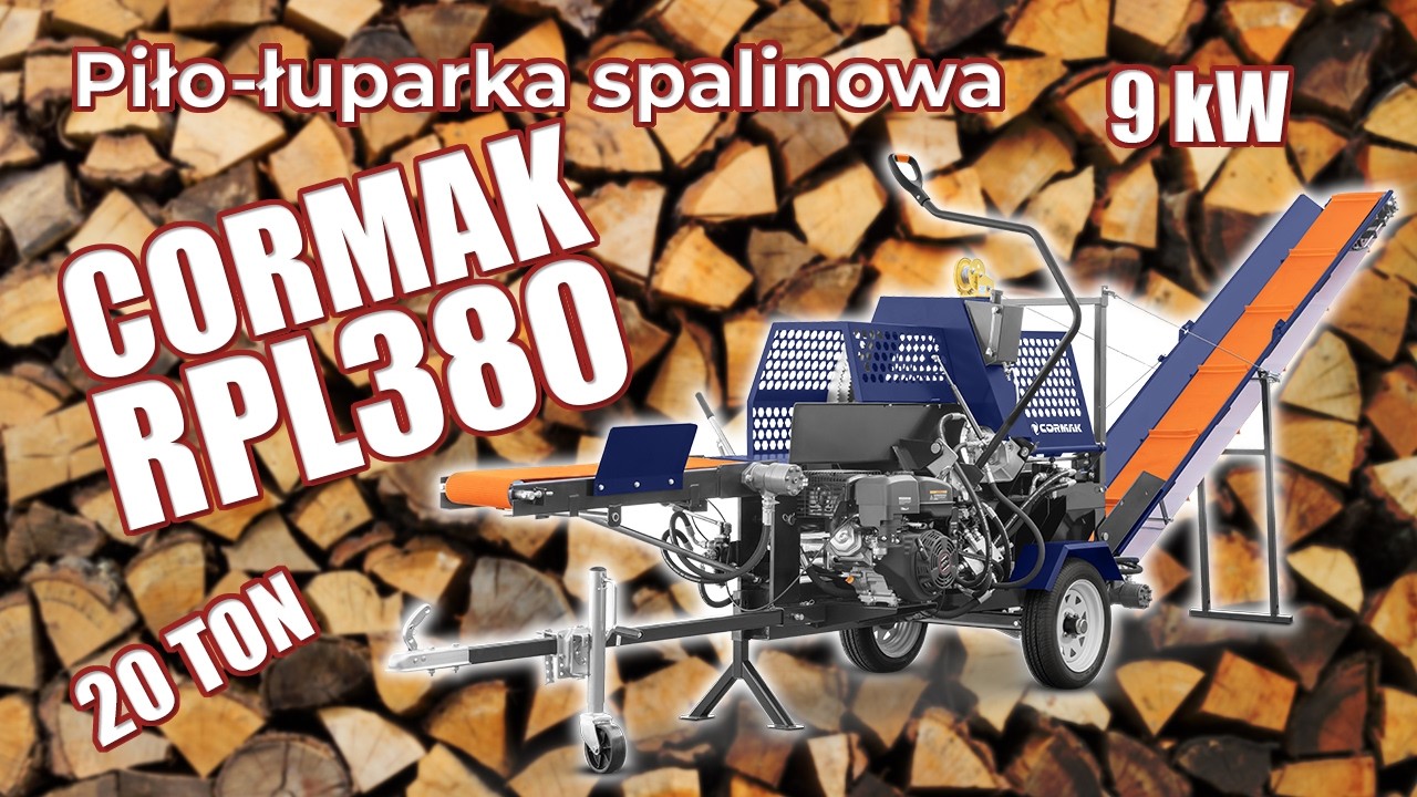 Jak działa piło-łuparka spalinowa CORMAK RPL380? 20 T, 15 KM, 8 m³/h