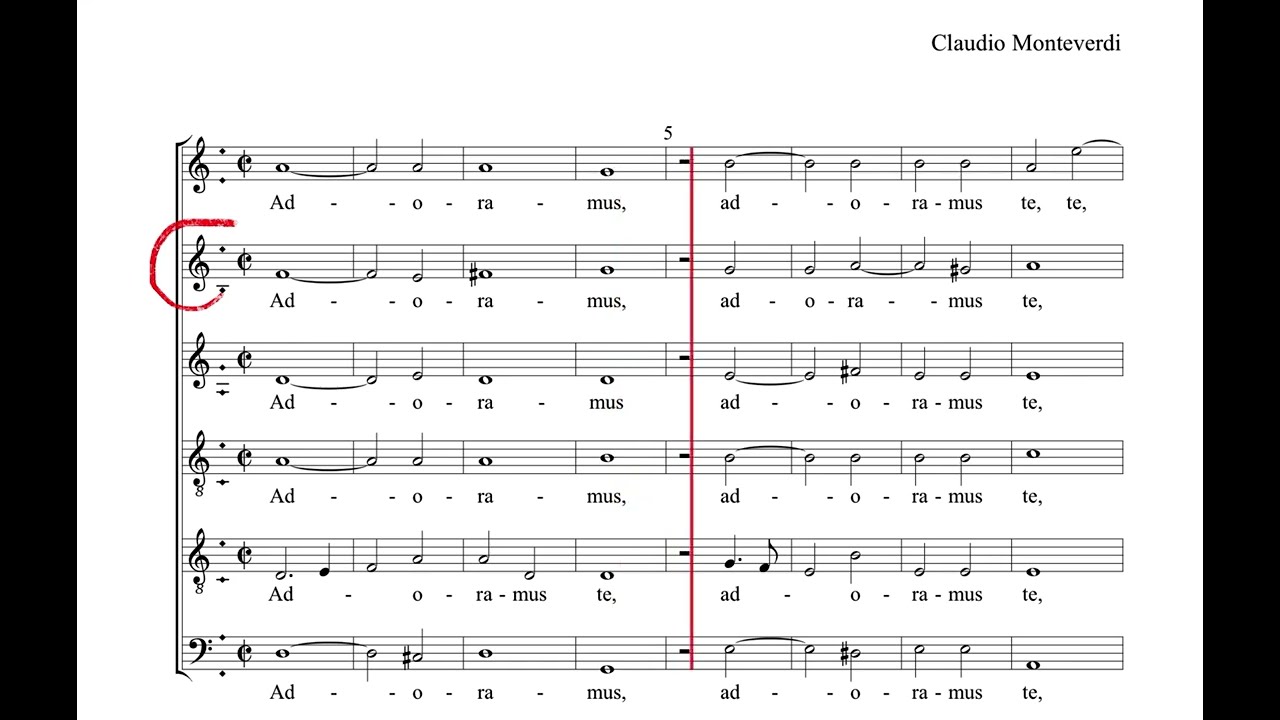 Monteverdi - Adoramus te - Sopran 2 hervorgehoben