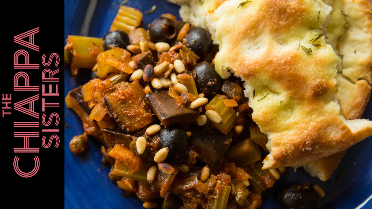 Caponata (Veggie Stew) with Rosemary Focaccia