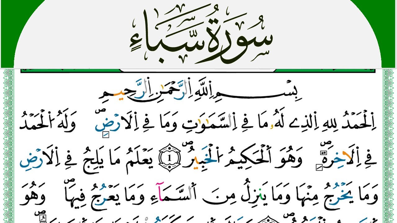 سورة سبأ مكتوبة محمد سايد Surah Sabaa  برواية ورش عن نافع من طريق الازرق