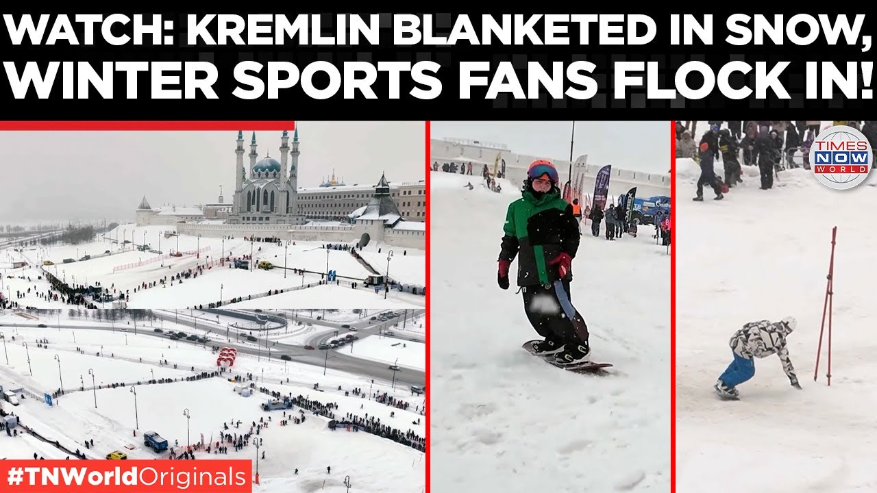 KREMLIN POKRYTY ŚNIEGIEM: Snowboardziści zachwycają widz&oacute;w przed kultowym miejscem w Kazaniu | Wiadomości ze świata