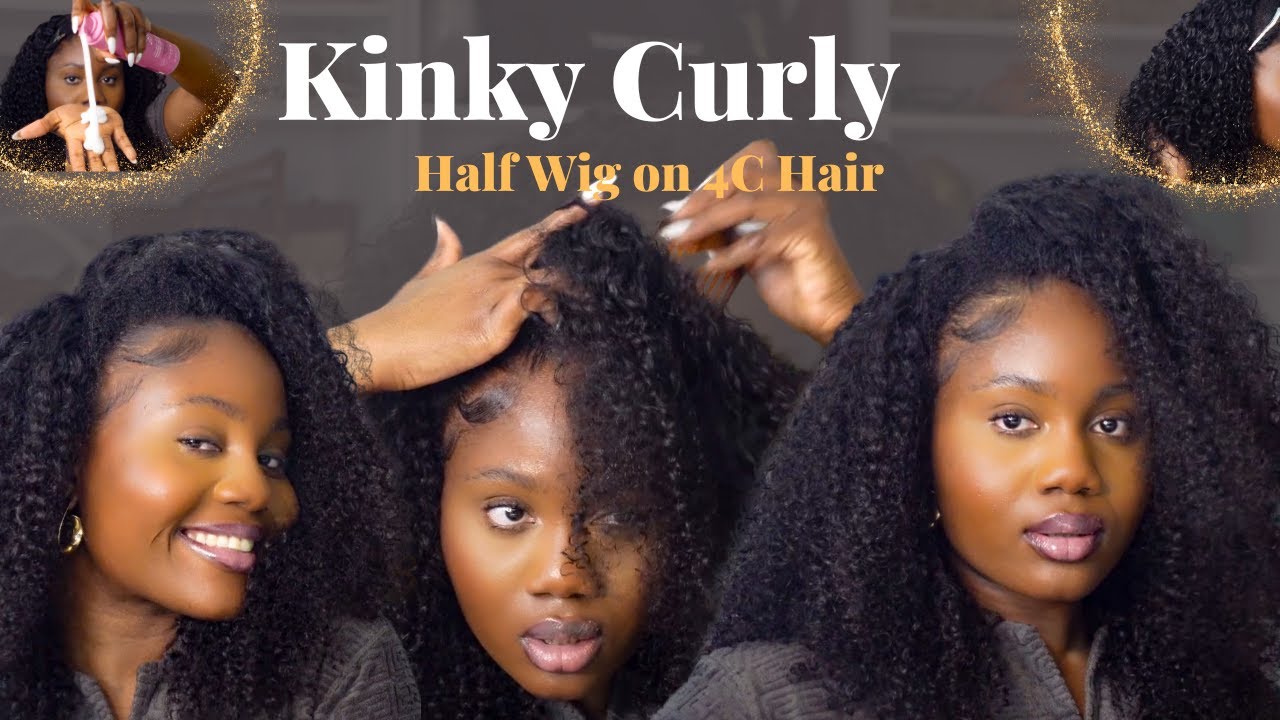 Kinky Curly Half Wig Install + How to Blend with 4C Hair  | Easy Blending & Styling Tips