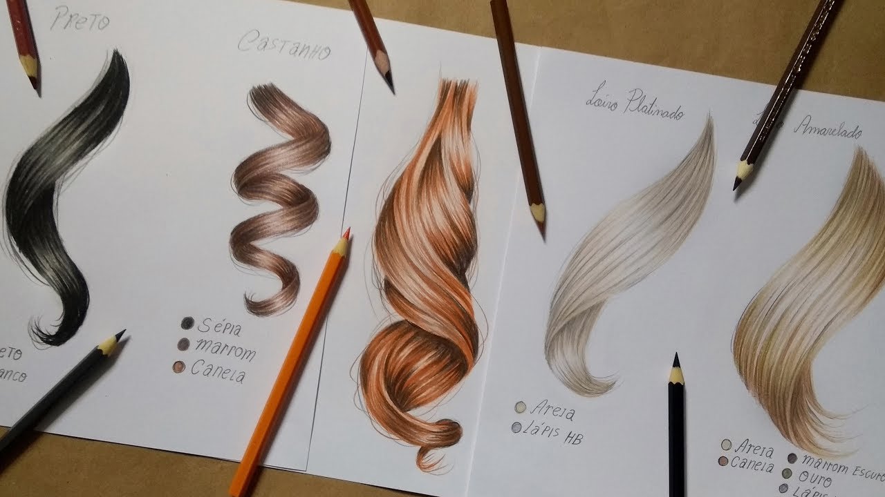 Como desenhar cabelo e quais cores utilizar ( 6 Tipos)