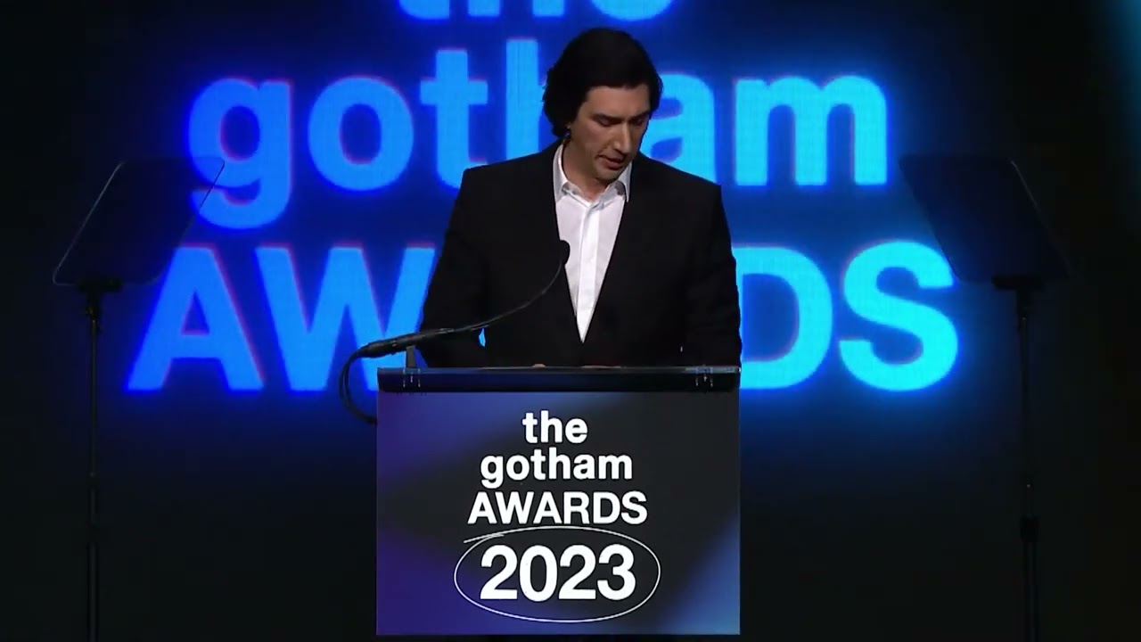Adam Driver presents Michael Mann with the Icon Creator Tribute for Innovation at the Gotham Awards