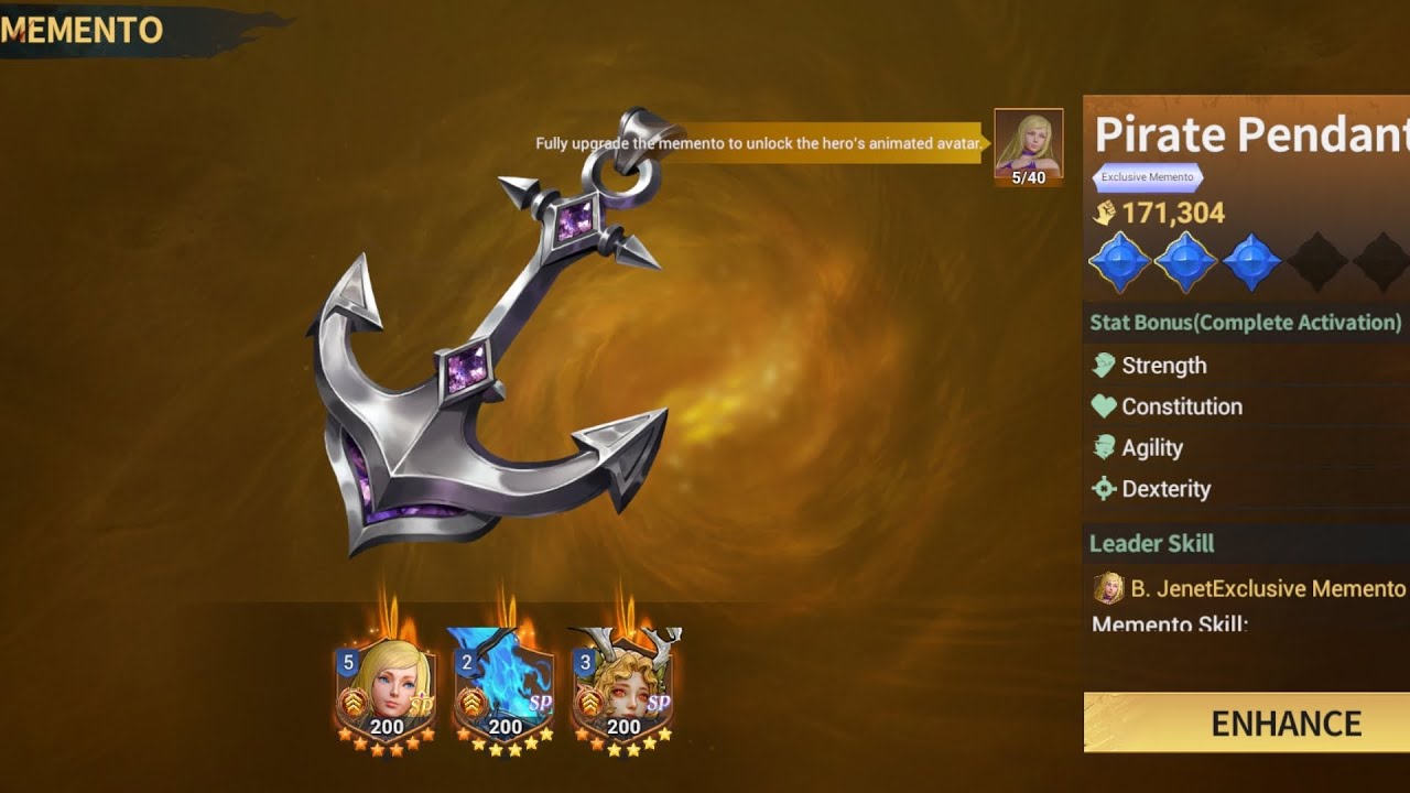 Unlocking Jenet memento 200 Crystals - Sea of Conquest - SOC - 
