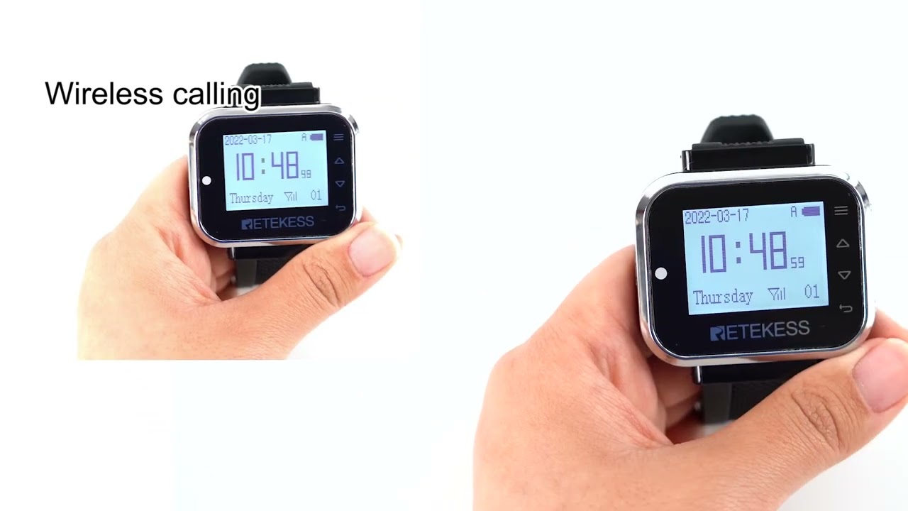 Retekess TD110 433MHz Wireless Restaurant Pager Waiter Watch Receiver 7 Languages Customer Service