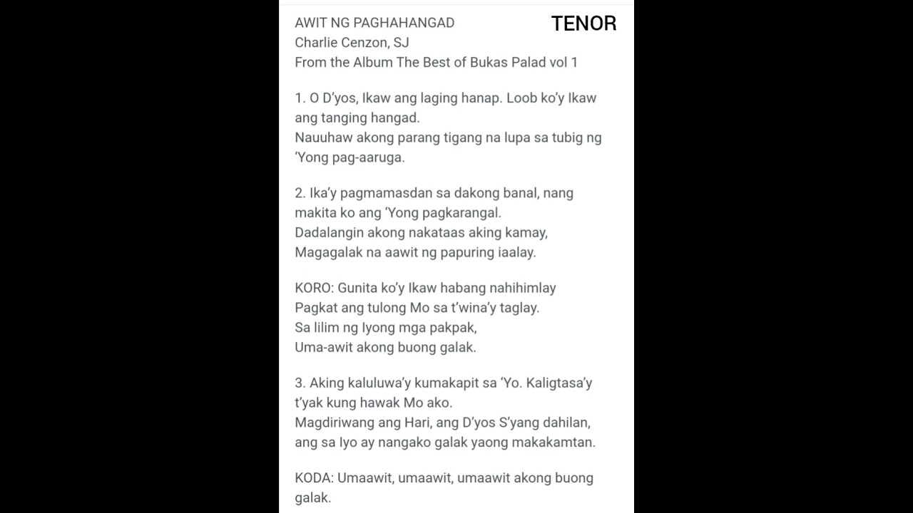Awit Ng Paghahangad (Tenor Part)