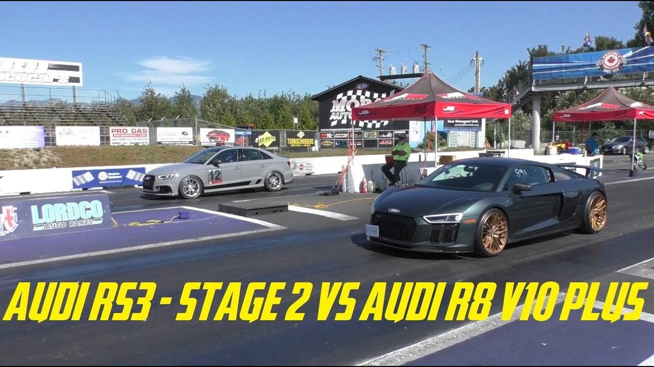 Audi RS3 - этап 2 против Audi R8 V10+ Drag Race