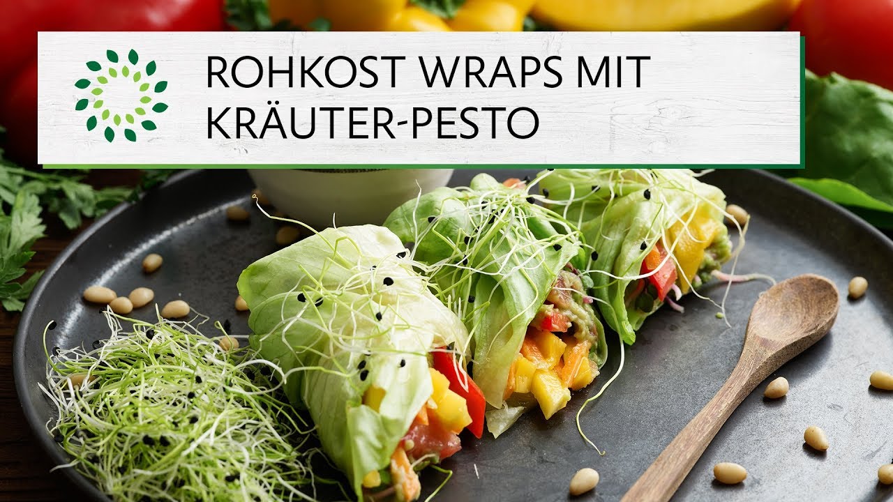 Rohkost-Wraps mit Kräuter-Pesto [Rezept] - Vegan