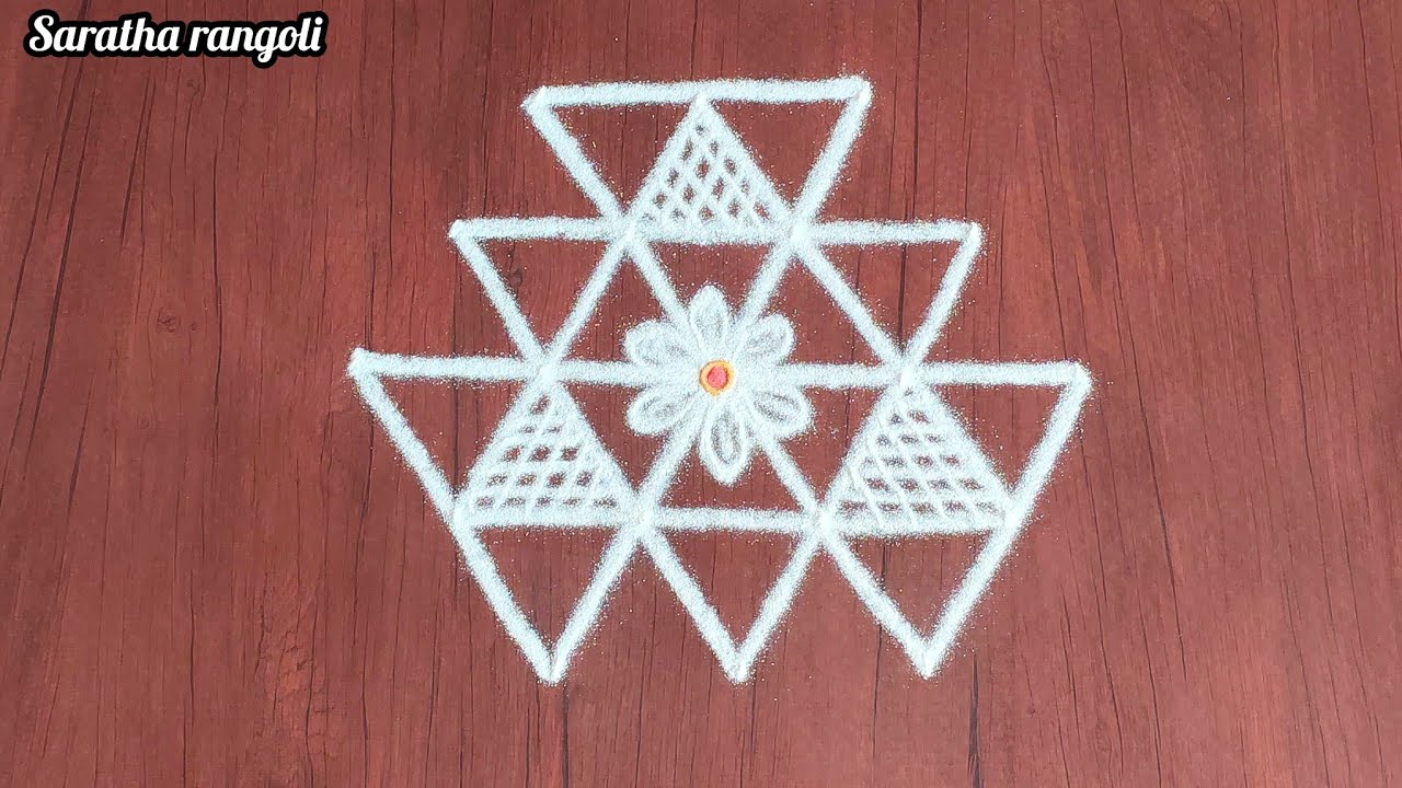 Simple padi kolam design with 5 dots🌷easy daily rangoli design🌷simple diya muggulu🌷saratha rangoli