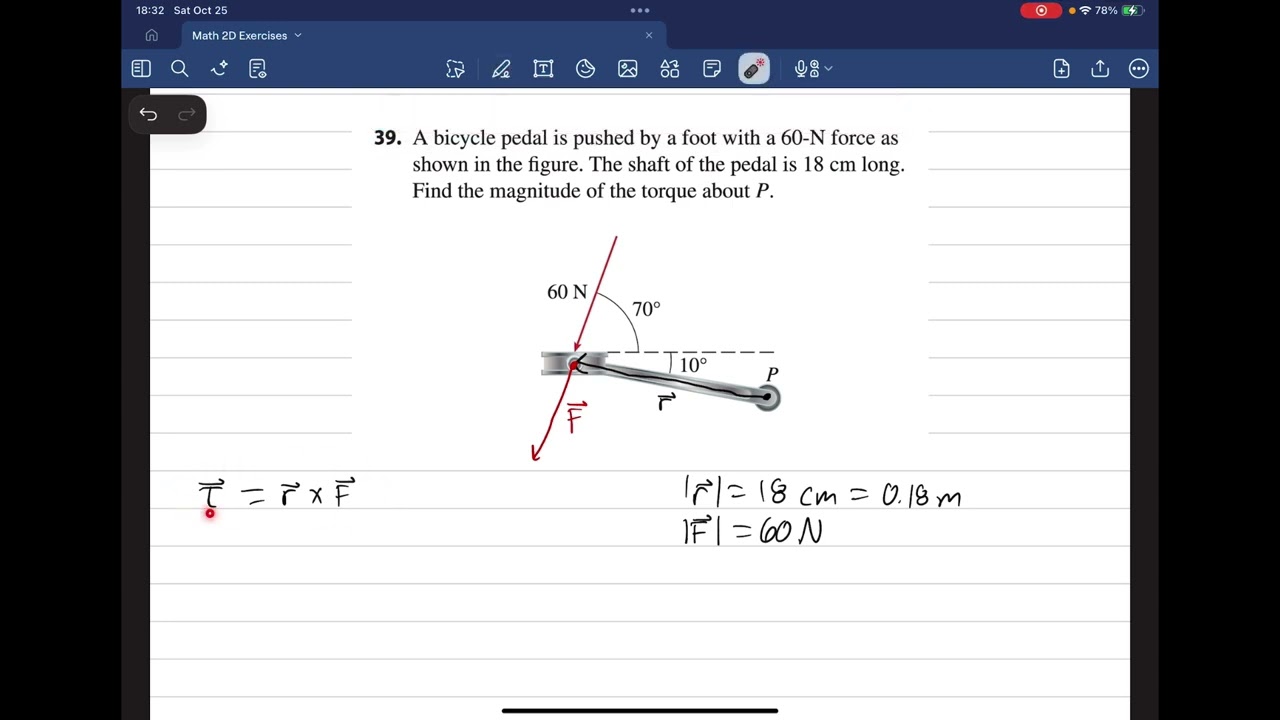 Multivariable Calculus: Computing the Torque about a Point
