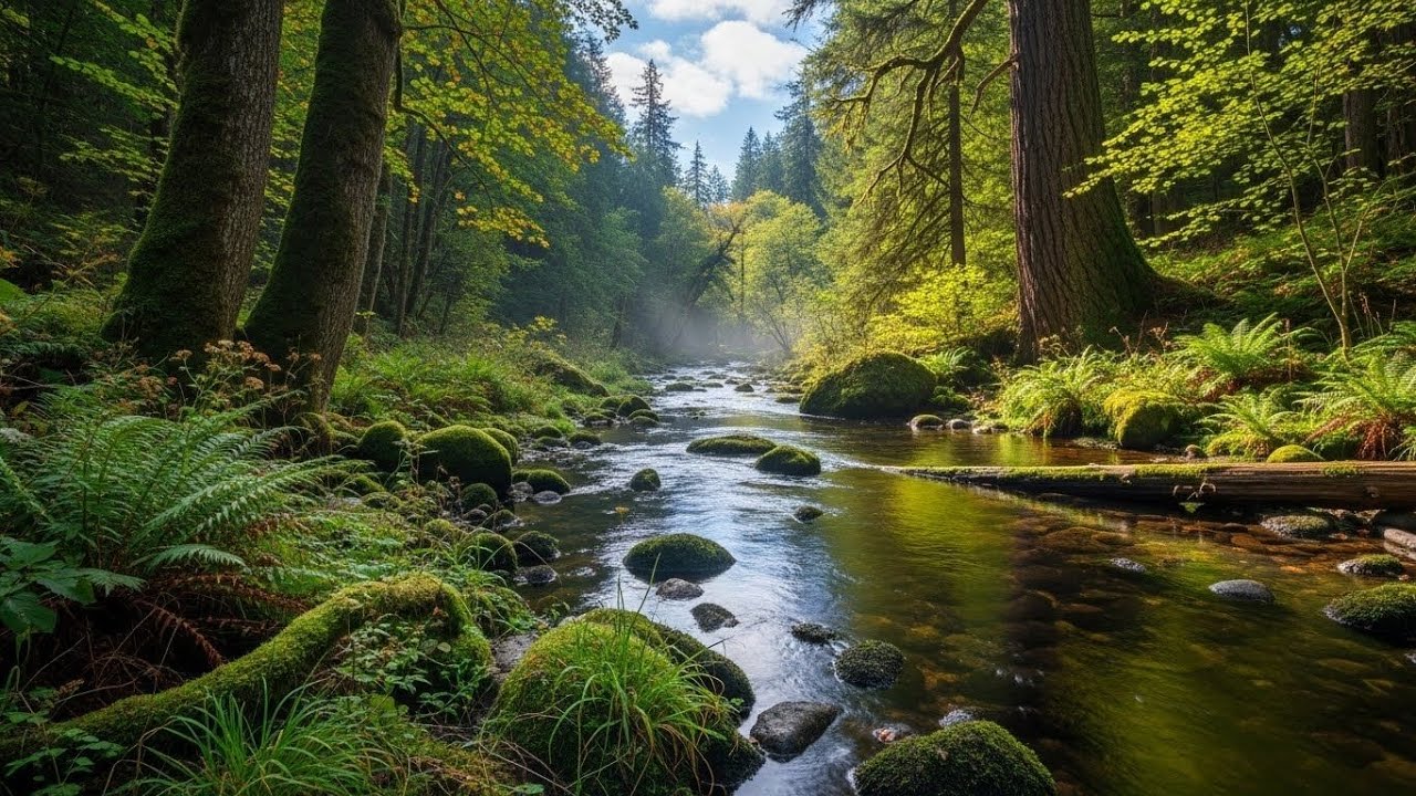 Peaceful River and Forest Ambience 🌊🌲 Flowing Water and Trees for Deep Sleep #2220