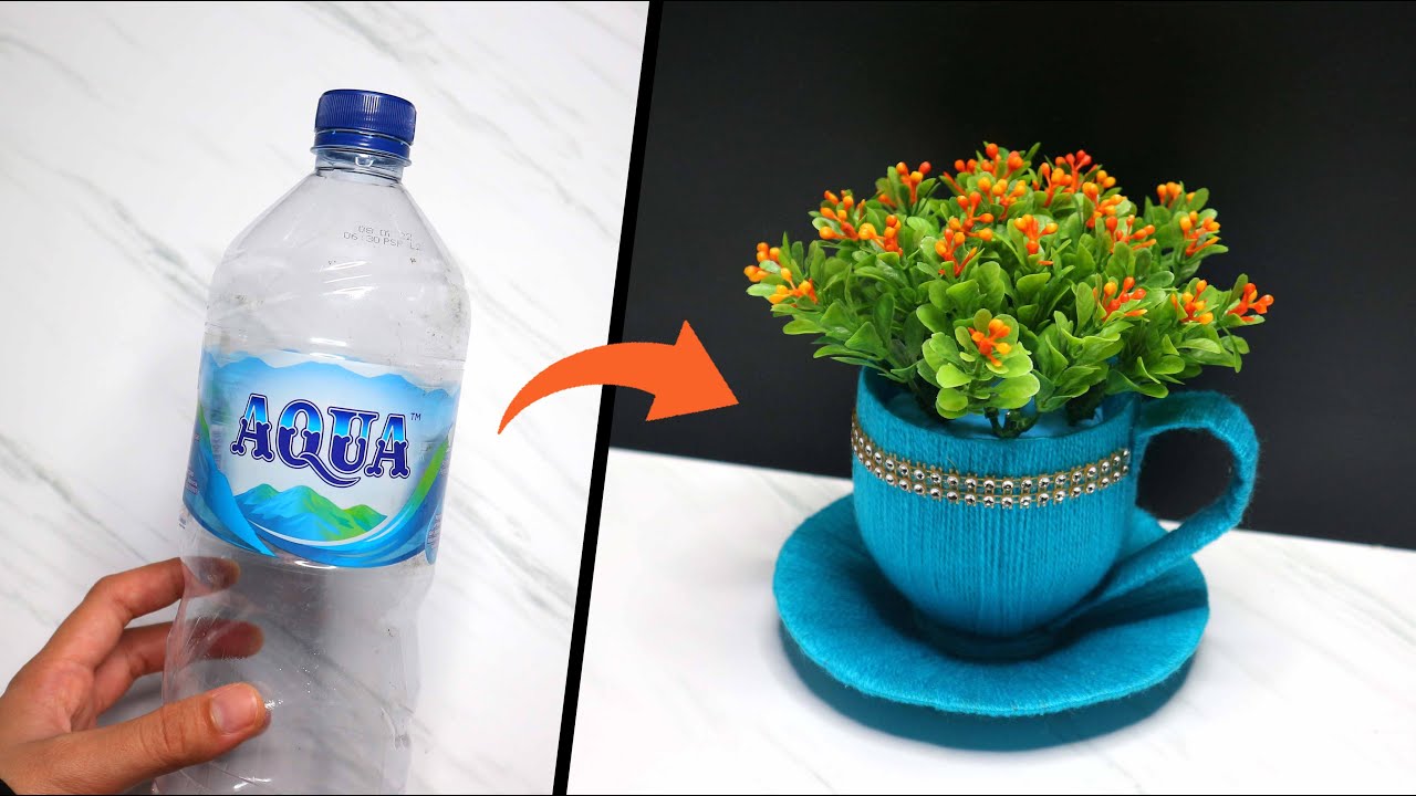 Ide Kreatif Vas Bunga Bentuk Gelas dari Botol Plastik Bekas !