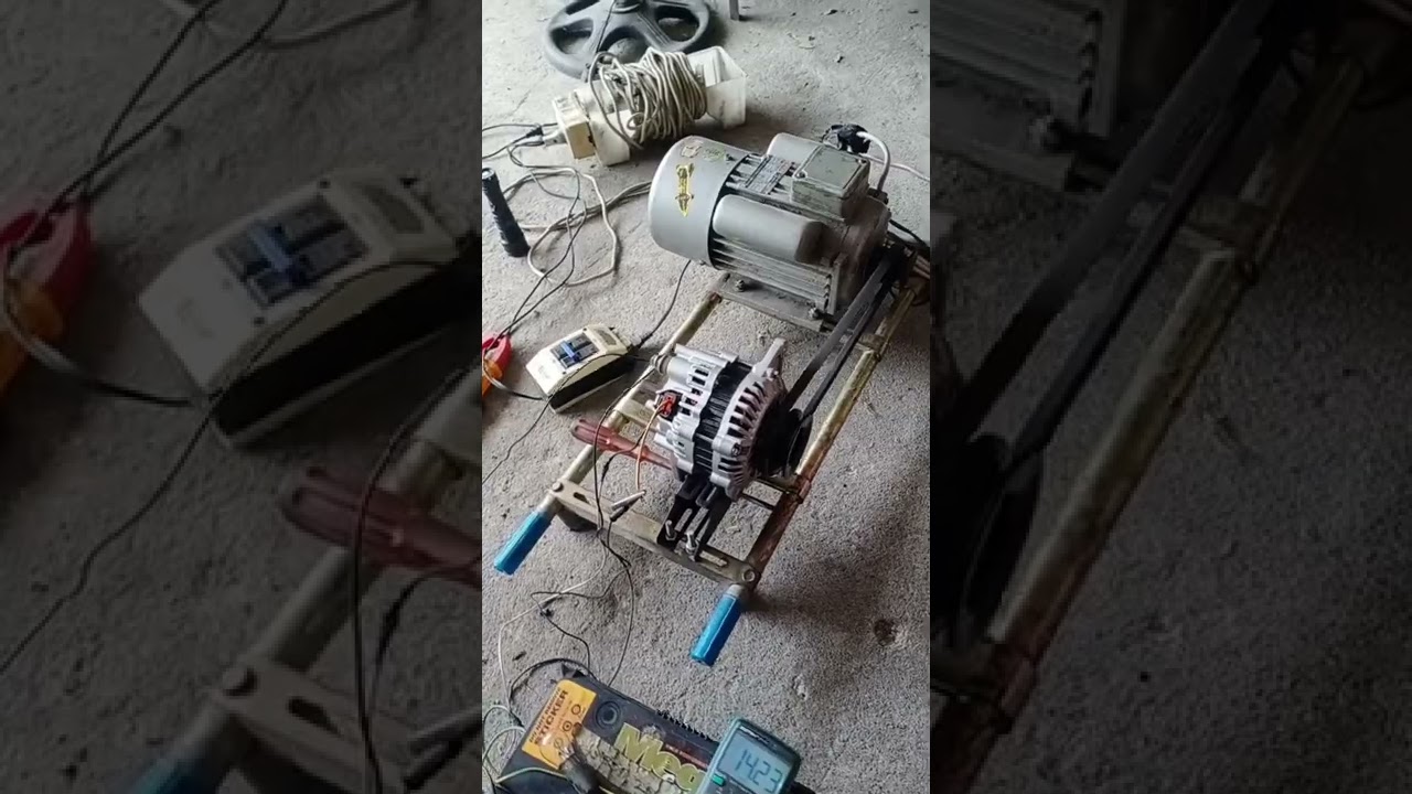 Alternator with ac motor to drive as a fast battery charger.