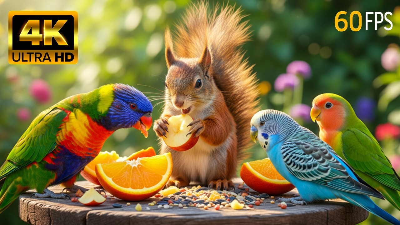 Bird for Cats to Watch: Colorful Forest Birds & Relaxing Nature Sounds for Cats (4K)