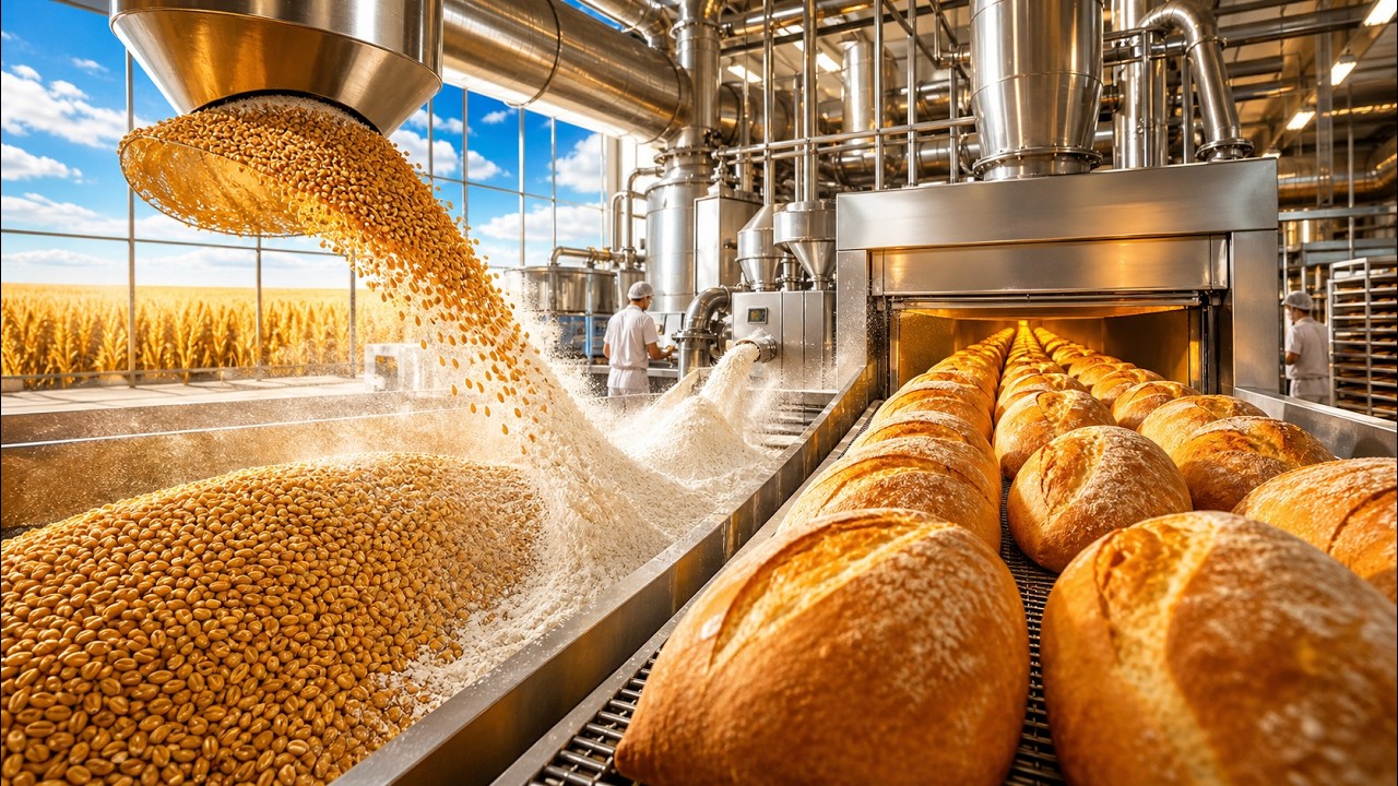 How Millions of Wheat Grains Become Soft Bread and Premium Flour  Full Factory Process