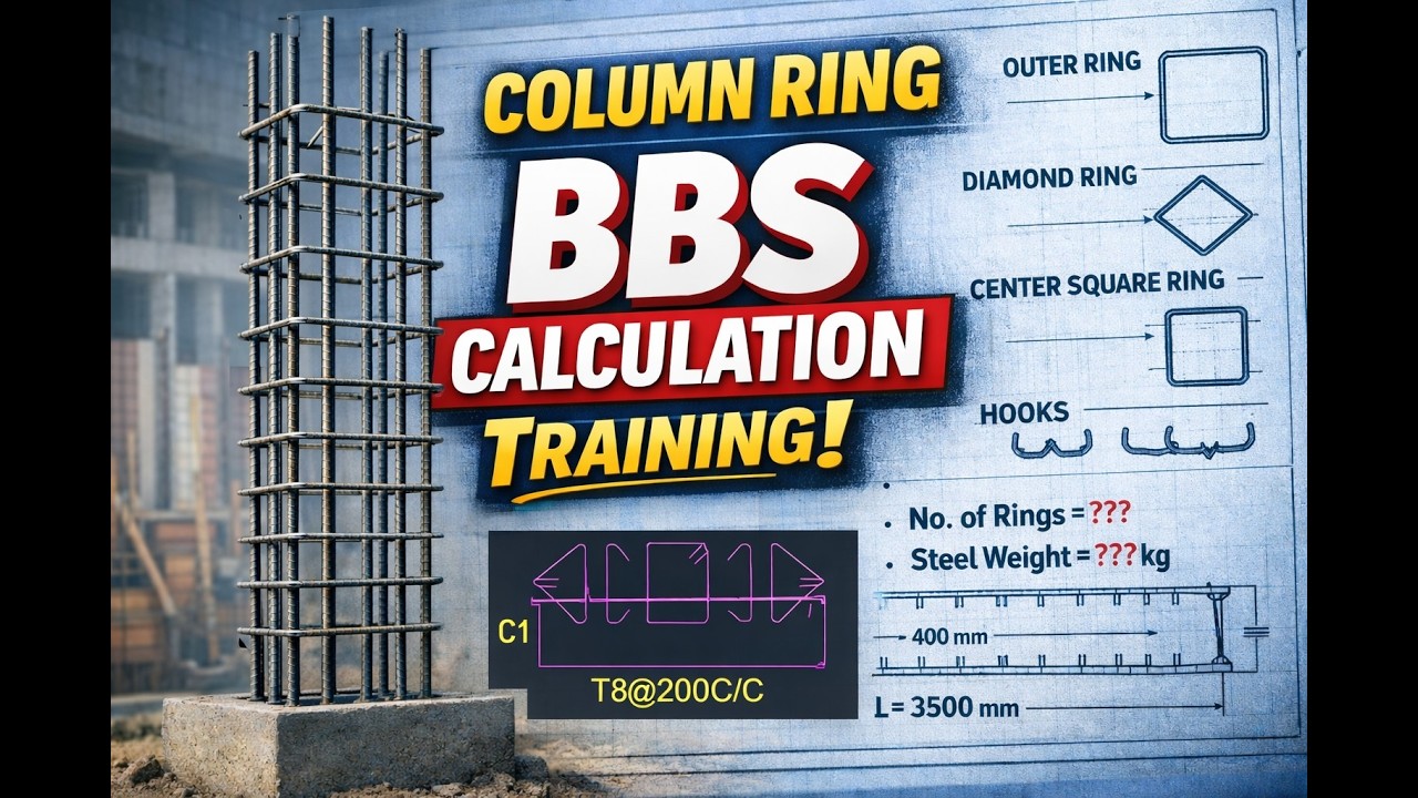 Column Rings (Stirrups) BBS Training | Spacing, Hooks & Quantity Calculation